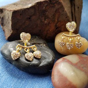 Hearts Dangling Rhinestone Earrings - NWOT